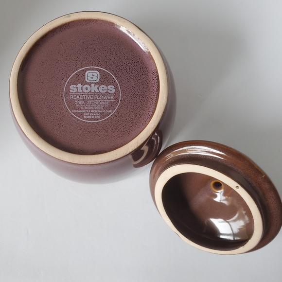 Stokes Reactive Flower Sugar Bowl with Lid Vintage Stoneware - Picture 7 of 10